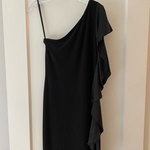 Ralph Lauren one shoulder midi black dress